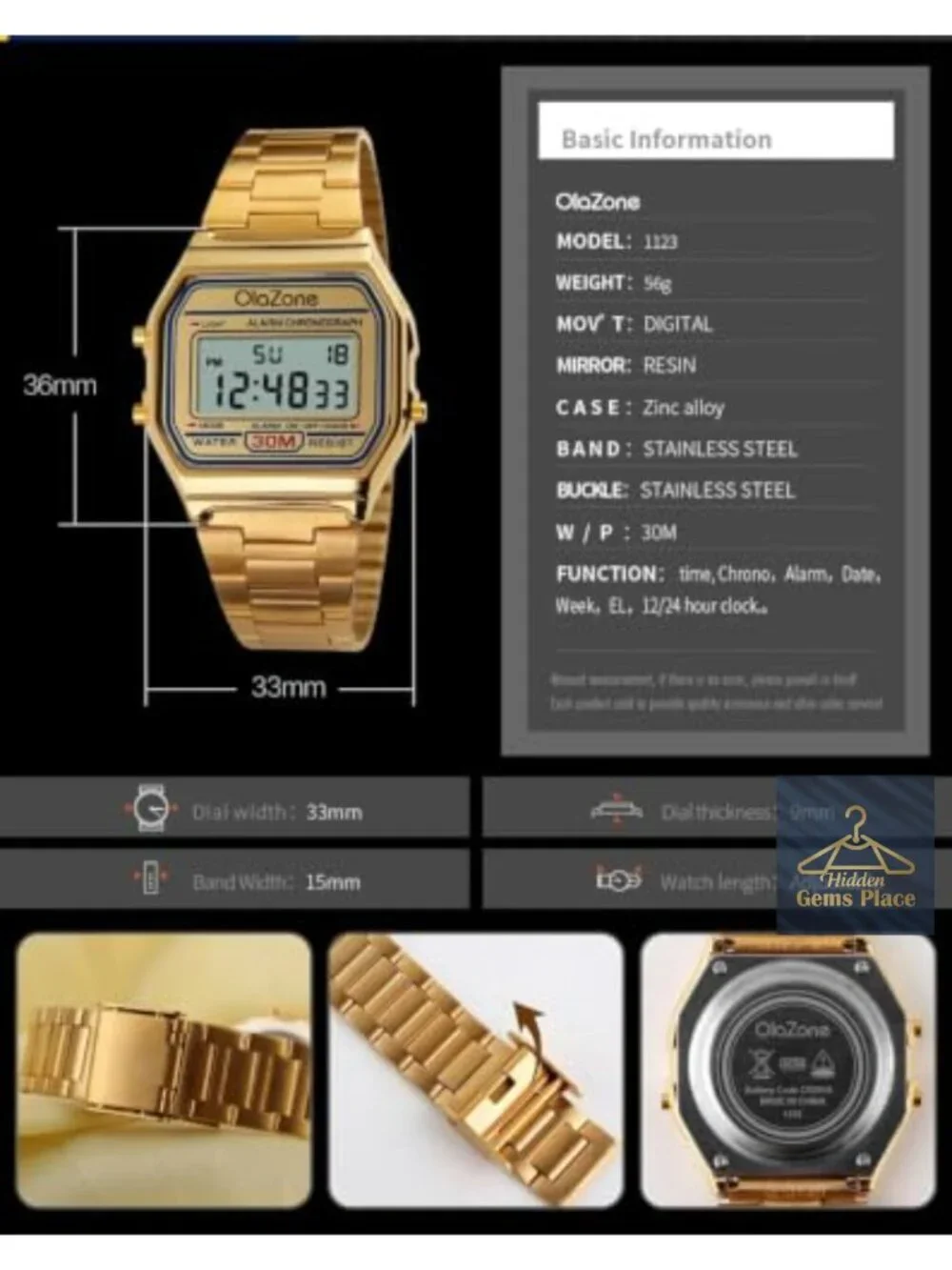 SNE Men's Digital Sports Watch Water Resistant Stainless Steel Band Square LED
